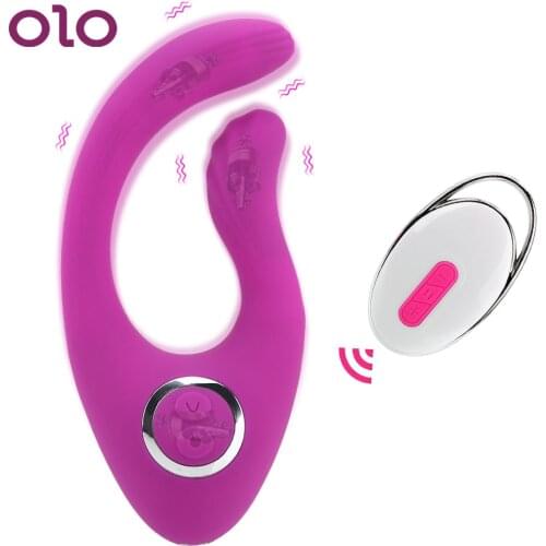 OLO Vibrating Lock Ring Cock Ring Dual Pleasure Penis Vibrator Tongue Licking Clit Stimulator Male Penis Ring Sex Toys for Men
