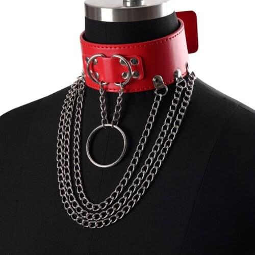 Leather Link Chain Choker Female Collar For Women Goth Punk Sexy Body Chain Harajuku Necklace Girls Gothic Festival Rave Jewelry