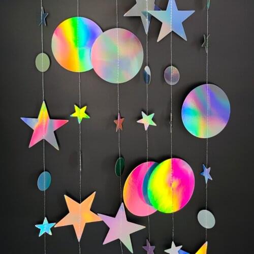 Star Banner Garland Paper Stars Streamer Glitter Bunting Birthday Wedding Party Decorations Kids Room Decor Baby Shower Supplies