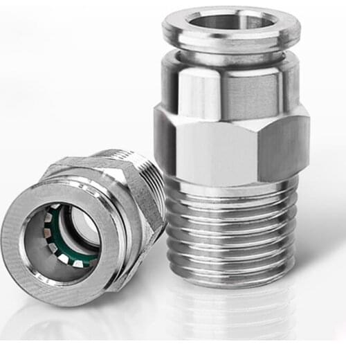 1pcs Stainless Steel nickel-plated PC12-04 PC4-M5 PC8-04 pneumatic connector straight through quick plug connector trachea