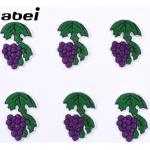 10pcs/lot Embroidered Grape Patch Iron On Cartoon Fruits Sticker Diy Jeans Bags appliques Handmade Garments backpack motif bagde