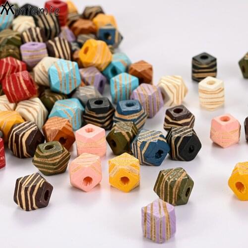 30/50Pcs 10/12mm Octagonal Wooden Beads Colorful Irregular Polygon Bead For Jewelry Making DIY Baby Pacifier Chain Toy Accessory