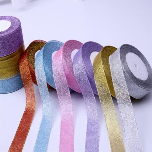 15mm Single Face Glitter Ribbon for Needlework DIY Hair Bows Home Textile Apparel Sewing Materials DIY Craft Supplies 22Meters