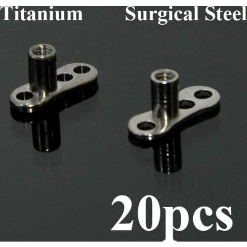 20pcs G23 Titanium & Surgical Steel Micro Dermal Anchor Skin Diver Base Surface Piercings Retiners Hide-it Body Jewelry