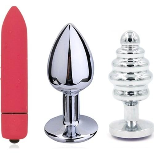 3pcs/Set Female Masturbator Women Butt Plug Massage Erotic Sex Toys Thread Anal Balls Vibrator Dildo Anal Plug Adult Sex Toys A3