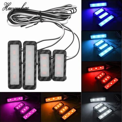 4pcs Car Ambient Inner Door Bowl handle LED Armrest Atmosphere Light Decorative Lamp Strip Auto Handrail Light Accessories