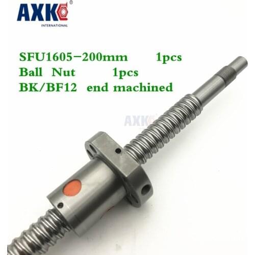 Axk Free Shipping 16mm 1605 Ball Screw Rolled Ballscrew 1pc Sfu1605 200mm With 1pc 1605 Flange Single Ballnut For Cnc Parts