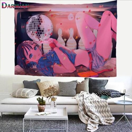 DARMIAN Sexy Anime Girl Printed Tapestry Wall Hanging Rectangular Hippie Psychedelic Background Tapestries Home Room Dorm Decor