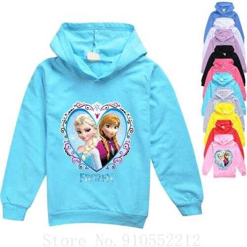 Frozen Hoodies Girls Sweatshirts Jogger Jumper Cosplay Costumes Children Kids Girls Elsa Anna Print Hooded T Shirt