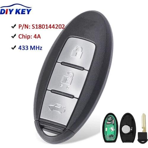 DIYKEY Smart Remote Key Fob 2+1/3 Button 433MHz With 4A Chip for Infiniti Q50L Q50S FCC ID: S180144202
