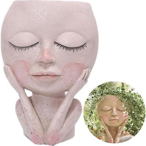 Girls Face Head Planter Flower Container Garden Decor Home Decoration Ornament Miniature Landscape Flowerpot