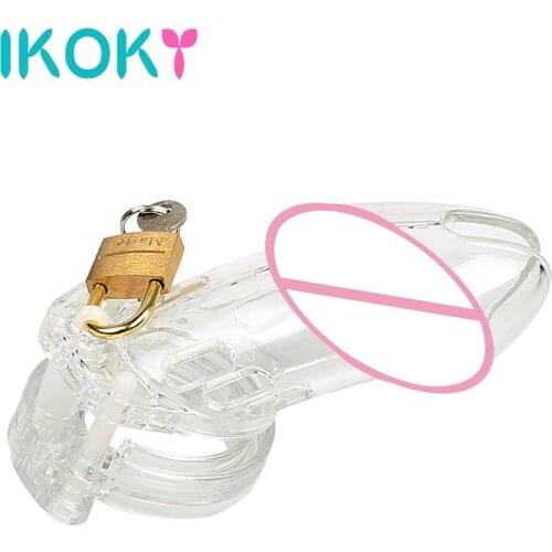 IKOKY Cock Cage with 5 Rings Male Chastity Device Chastity Lock Erotic Cock Rings Sex Toys for Men Male CB6000 Penis Rings