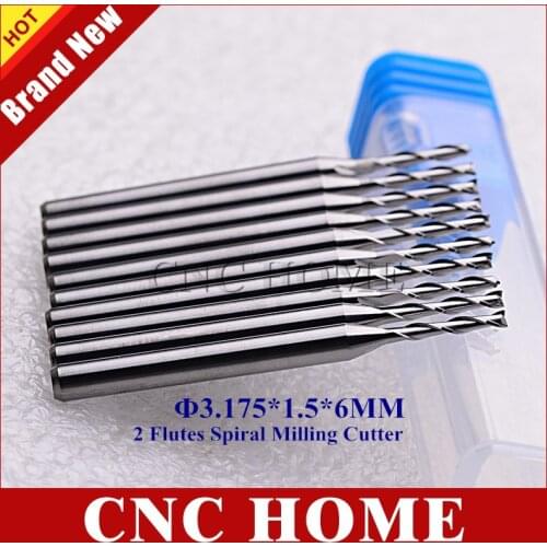 10 pcs/lot 3.175*1.5*6mm 2 Flutes Solid Carbide CNC End Mill, Milling Cutters, Spiral Router Bits, Wood Tool Bits