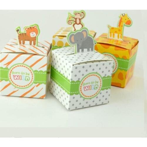 Animal Cartoon Carton Candy Boxes Baby Shower Birthday Party Chocolate Packaing Box Full Moon Celebration Gift Box 100pcs
