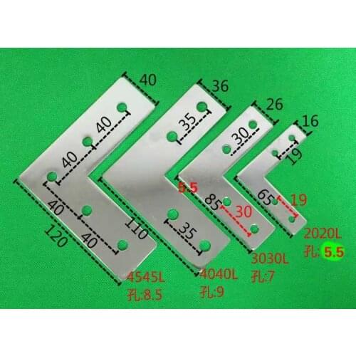 L Type 2020 3030 4040 4545 Connection Plate Corner Bracket Joint Board For Aluminium Profiles