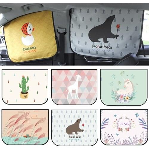 Magnetic UV Protect Curtain Side Window Sunshade Cover Universal Car Sun Shade Cover For Baby Kids Cute Cartoon Car Styling