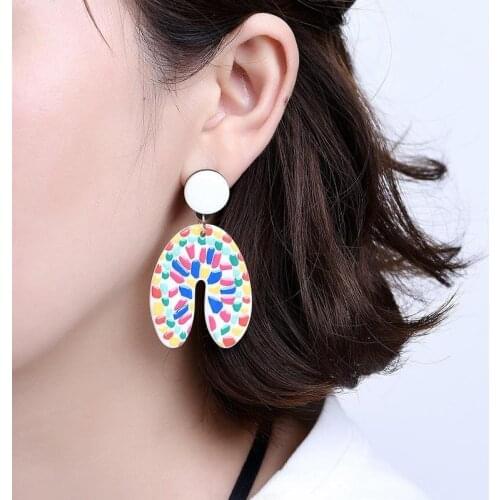 Fashionable and Elegant Big Earrings Colorful Acrylic Earrings Green Earrings China Exports Cross-border Accessories