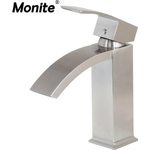 Monite Nickel Brushed Steam Spout Bathroom Basin Sink Mixer Tap Faucet Wash Basin Water Mixer Tap Faucet