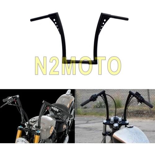 Motorcycle Black Hanger Bars 16" Rise Handlebar 1-1/4" Fat Bar for Harley Sportster XL Touring FLST FXST Custom