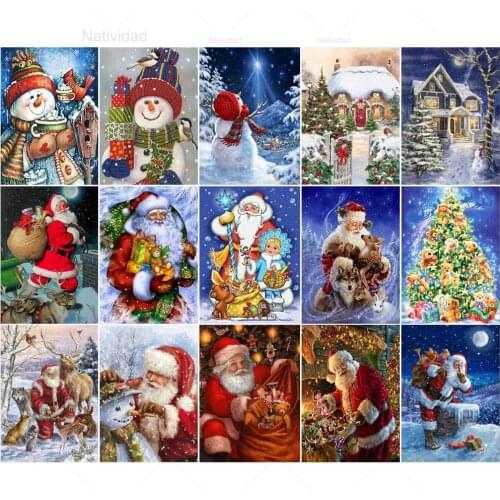 5D Diy Santa Claus Diamond Painting Snowman Mosaic Winter Full Drill Embroidery Cross Stitch Kit Home Decoration Christmas Gifts