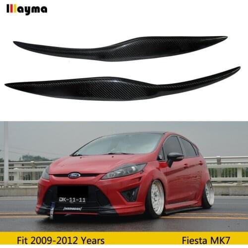 Car Front Headlight Cover Sticker Head Lamp Eyebrow Eyelid Covers For Ford Fiesta facelift MK7 2009-2012 year carbon eyebrows