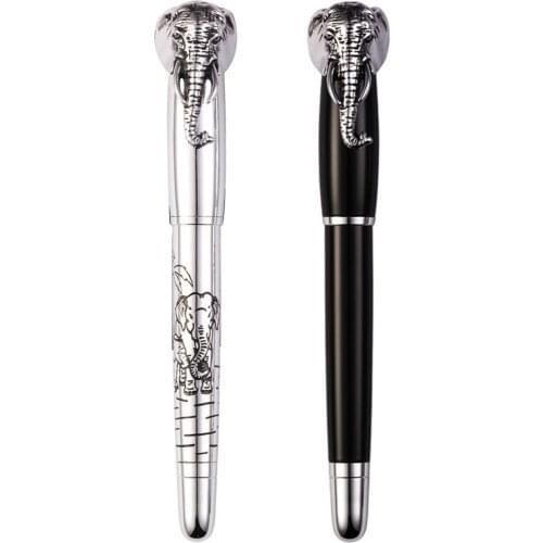 Elephant Head in Lid Fountain Pen Delicate Medium Nib Signature Pens Business Home Office School Supplies