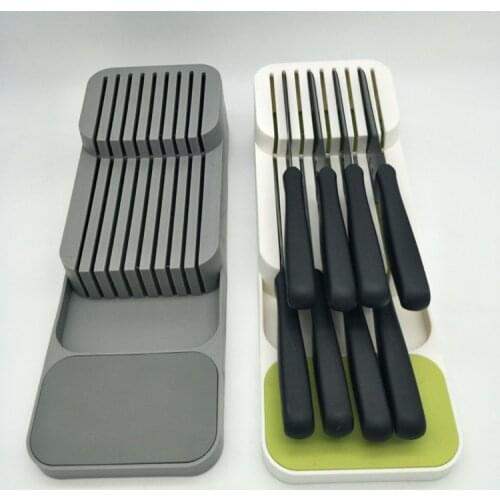 Knife Block Holder Plastic Cutlery Drawer Organizer Tray Utensil Rack Universal Knife Stand Organizer Kitchen Storage