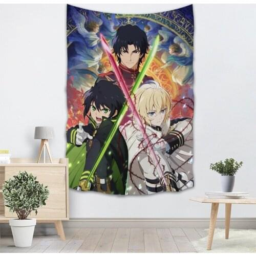 Seraph Of The End Tapestry Wall Hanging Decor Home Birthday Party Decoration Fabric Tapestries Camping Tent Travel Sleeping Pad