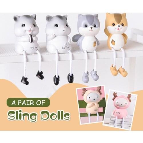 2pcs Nordic Cute Resin Hanging Dolls Home Decor Ornaments Bookshelf Cafe Home Accessories Wall Hanging Leg Doll Elf Crafts Gift