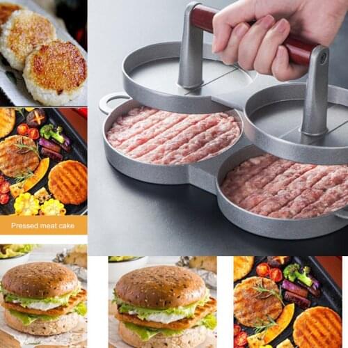 Round Shape Meat Tools Hamburger Press Aluminum Double Hamburger Meat Beef Grill Burger Press Patty Maker Mold Kitchen Supplies