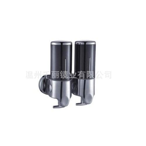Silver Hotel Double Head Soap Dispenser shampoo bottle, wall mounted stainless steel soap