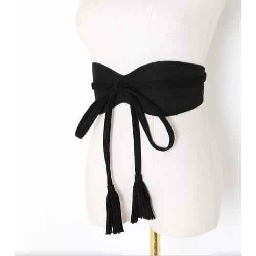 Black White wide belt leather Corset Lace Belt Waist Female Obi Waistband Belts for Women dress wedding Femme luxury white belt