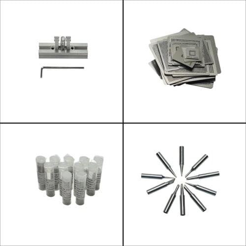 47pcs Directly Heat Reballing Stencils With Template Jig BGA Reball Kit Universal Bga Silver Solder Iron Tip Tweezer and Tools