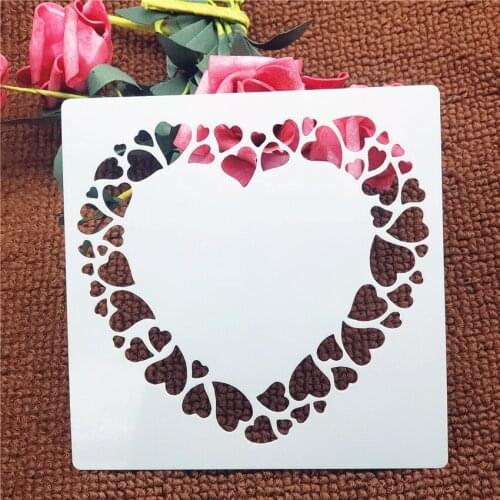 13*14CM Love Mold Shield DIY Cake Scrapbook Stencils Hollow Embellishments Printing Lace Ruler Valentines Day