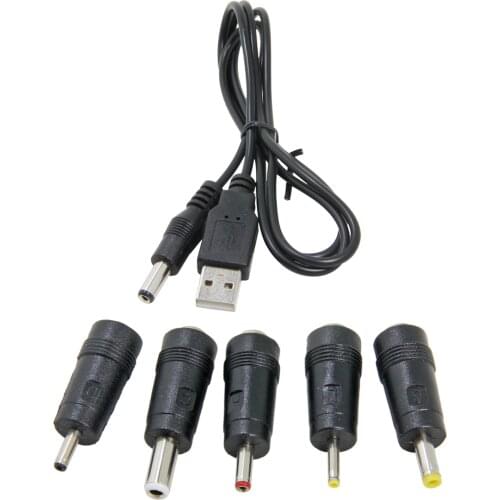 USB to DC Cable,1M USB 2.0 A Male to DC 5.5 x 2.1mm Plug Charging Cord Adapter with 2.5x0.7,3.5x1.35,4.0x1.7,5.5x2.5,3.0x1.0mm