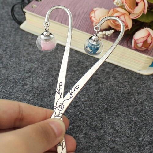 1PC 16MM Glass Ball with screw Cap Bookmark Creative Metal Bookmarks Snitch Book Mark Teacher Gift