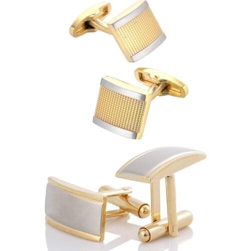 10pairs/lot Rectangle Arch Shape Gold/Silver Plating Cufflink Copper Business Style Cuff Links Mens Jewelry Accessory Wholesale