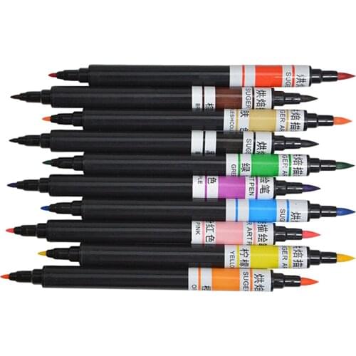 10 Pcs Food Coloring Pens Dual Tips Food Grade Edible Marker for Decorating Fondant Cakes Frosting Thick Tip and Fine Tip