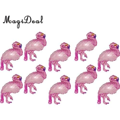 10 Pieces Tropical Hawaiian Luau Mini Flamingo Aluminum Foil Balloons Kids Birthday Party Decorations 21x46cm