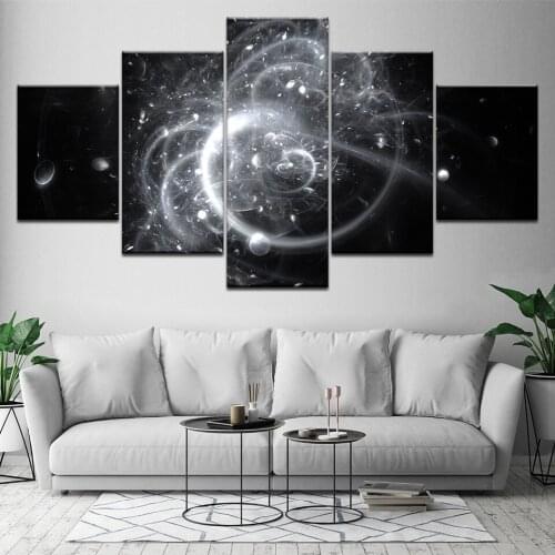 Canvas Painting 5 Pcs Canvas Art Starry Sky Planets Light Sea Printed Wall Art Home Decor Poster Picture for Living Room Artwork