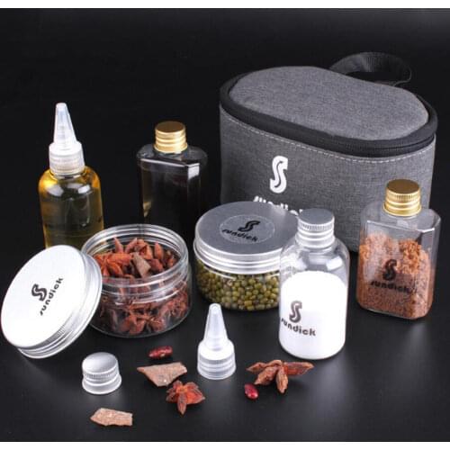 6pcs Plastic Clear Condiment Spice Jar Bottles Tins Cans Cruet Flavoring Canister Camping Picnic BBQ Grilling Seasoning Tools