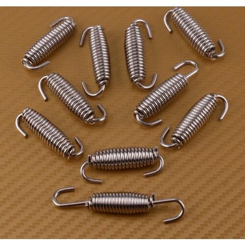 Beler 10pcs Stainless Steel 68mm Silver Motorcycle ATV Muffler Exhaust Pipe Tube Swivel Spring