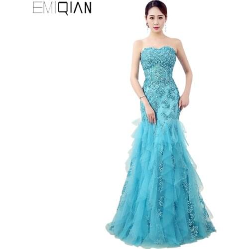 Free Shipping Mermaid Off the Shoulder Applique Evening Dress
