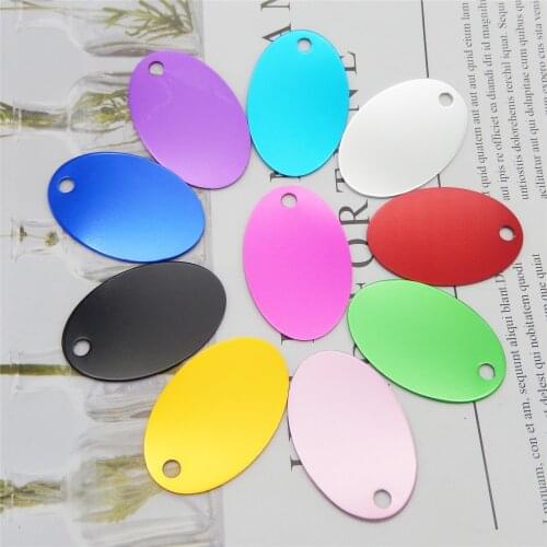 10Pcs Oval Aluminium Dog Tag Cat Name Pet ID Tags Identity Plate Tags Round For Pets Necklace Pendants Accessory