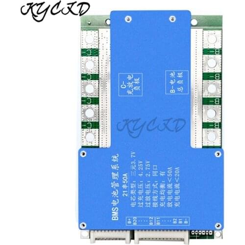 BMS 21S 72V 77V 50A 18650 Lithium Polymer Battery Protection Board Common Port with Balance Temperature Control For Ebike Charge
