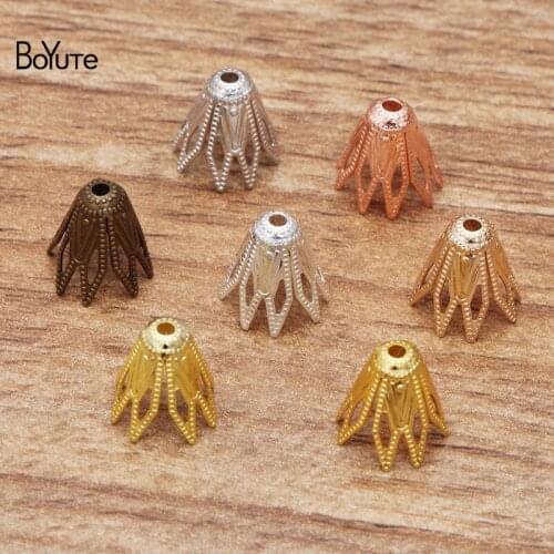 BoYuTe 200 Pcs 9*10MM 7 Colors Filigree Flower Charms Wholesale Brass Material DIY Jewelry Vintage Style Pendant Charms