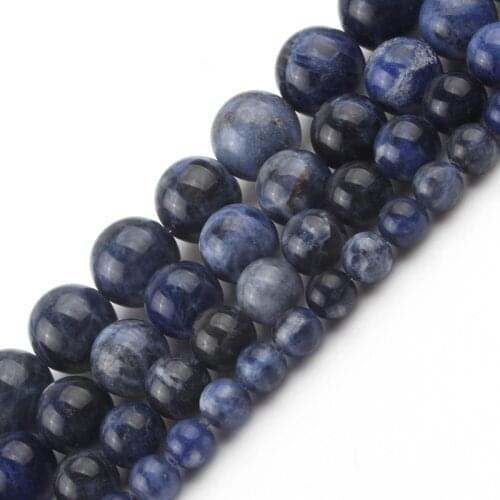 4 6 8 10 12 mm Natural Old Blue Sodalite Round Stone Beads For Jewelry Making DIY Women Bracelet Necklace 15 inch Wholesale
