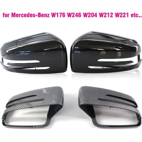 Rearview Mirror Covers For Mercedes-Benz W204 E W212 W176 W246 CLS C218 GLA X156 ABS Carbon Fiber Gloss Black