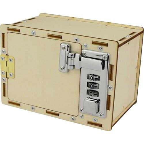 Creative Technology Wooden Gizmo Mechanical Lock Box Puzzle Toys Student Children Training Toys Piggy Bank Board Game