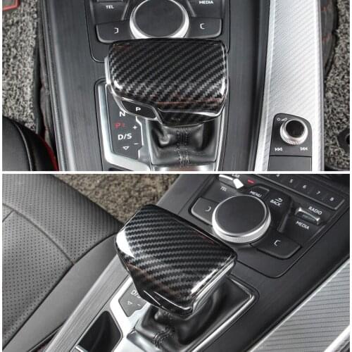 For Audi A4 B9 A5 2017 2018 Q7 2016 2017 2018 Car styling Interior Carbon Fiber Texture Gear Shift Knob Head Cover ONLY LHD